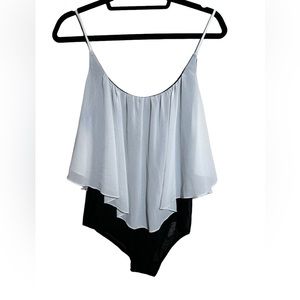NWT body suit size‎ L  black and white sheer